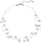 Baroque Multilayer Pearl Necklace for Women White Black Pearl Strand Handmade Wedding Jewelry