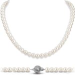 White Pearl Strand Necklace Women: 8mm/10mm Ivory Pearl Chain Wedding Jewelry with Dainty Silver Clasp for Bride Bridemaid - Trendy Accessory for Mother Graduate Elegant Lady