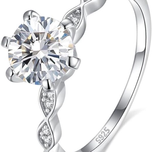Engagement and Promise Ring – 2CT, 925 Sterling Silver Rings for Women Non Tarnish, 14K White Gold Plated, Fashion Simple Rings Jewelry Jewelry for Women Gift