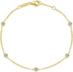 14k Solid Gold Diamond Solitaire Station Bracelets Series,DEF VS~VVS,Lab grown Diamond,No fading, No allergies,Lobster buckle