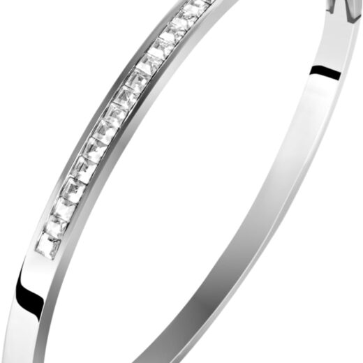 Sterling Silver Bracelet Bangle Stainless Steel Adorned with Diamonds for Womens