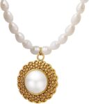 14K Yellow Gold Pearl Love Choker Necklace,Freshwater Cultured Pearl Pendant Necklaces,Fashion Jewelry for Women