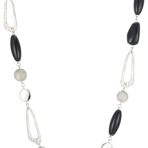 Layered Long Necklaces for Women Crystal Beaded Statement Necklace Sweater Silver Chain with Gifts Box Jewelry