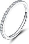 2mm 925 Sterling Silver Wedding Band Cubic Zirconia Half Eternity Stackable Engagement Ring Size 3-13