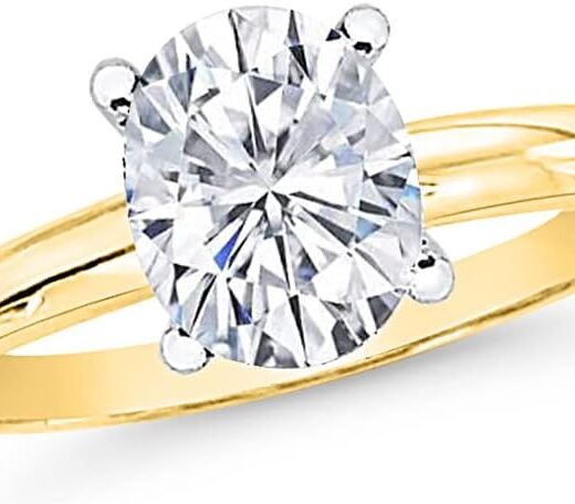 Certified 0.5 to 4 Carat Oval Cut Diamond Solitaire Engagement Ring in 14K Gold (F-Color, -Clarity)