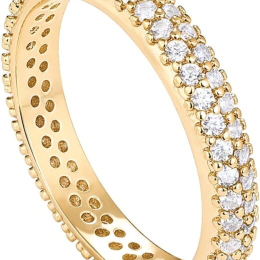 14K Gold Plated Cubic Zirconia Double Row Eternity Band for Women