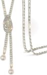Trendy Crystal Long Necklace All-Match Style Shining Clothing Sweater Chain