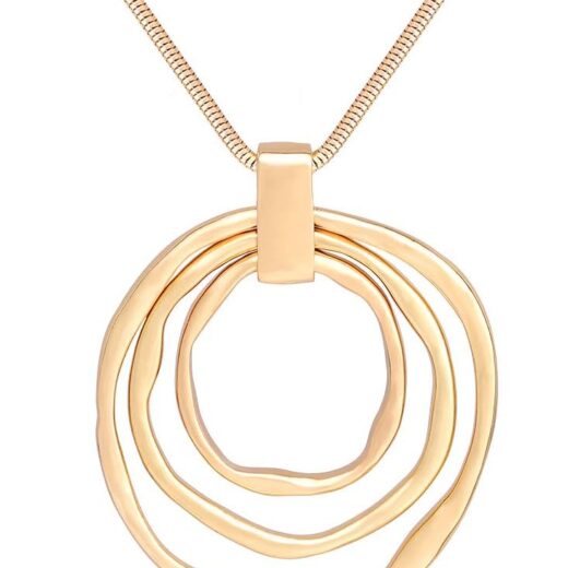 Long Sweater Chain Double Circle Pendant Necklace Bold Snake Chain Women Statement Necklace