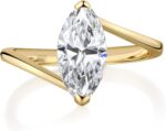 2CT Engagement Ring for Women Marquise Cut 925 Sterling Silver AAAAA Cubic Zirconia  Wedding Band Promise Ring For Women Solitaire Simulated Diamond Silver/Gold Size 5-10