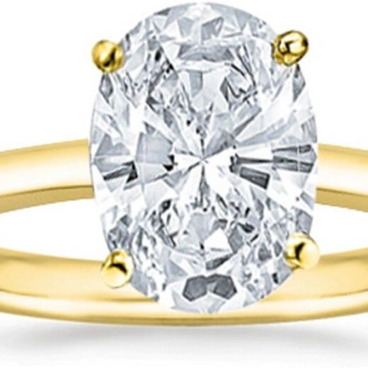 14K White Gold 1/2 Carat Lab Grown Solitaire Oval Cut  CERTIFIED Diamond Engagement Ring Wedding Ring for Women (0.5 Ct,E-F Color VS1-VS2 Clarity)