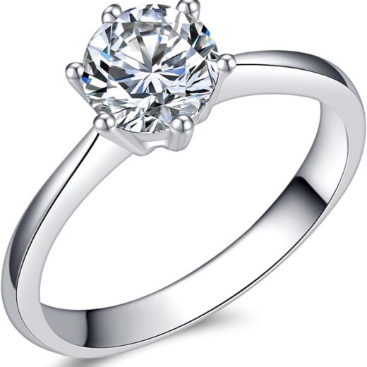 Size 3-13 1.0 Carat Classical Stainless Steel Solitaire Wedding Engagement Proposal Statement Ring