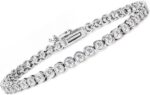 Moissanite Tennis Bracelet Women Men: 3MM 925 Sterling Silver 14k White Gold Plated 4.3CT  D Color Tennis Chain Bracelets Elegant Lab Diamond Moissanite Jewelry Anniversary Necklaces for Women Wife Mom