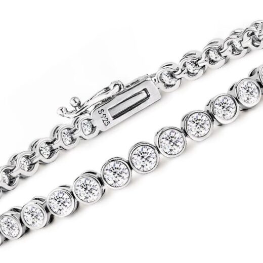 Moissanite Tennis Bracelet Women Men: 3MM 925 Sterling Silver 14k White Gold Plated 4.3CT  D Color Tennis Chain Bracelets Elegant Lab Diamond Moissanite Jewelry Anniversary Necklaces for Women Wife Mom