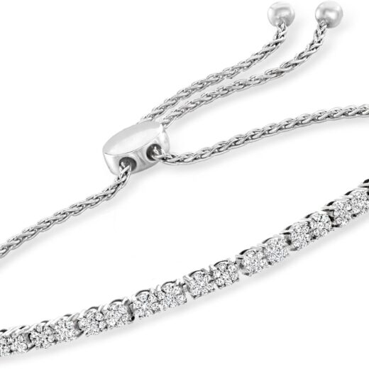 0.50 ct. t.w. Diamond Cluster Bolo Bracelet in Sterling Silver