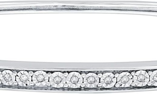 GILDED 1/10 CTtw Natural Diamond Bangle for Women | Sterling Silver Bangle | Fine Jewelry for Her | Timeless Design | Gift Box Included
