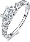 Vintage Celtic Knot Princess Cut 1.2ct Cubic Zirconia Solitaire Engagement Rings for Women