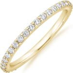 14K Gold Plated Eternity Ring | Stackable Cubic Zirconia Gold Band Ring | Dainty Diamond-Inspired Womens Wedding Jewelry