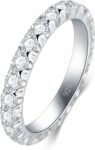 Sterling Silver Ring - Wedding Bands for Women, Eternity Band, Cubic Zirconia Simulated Diamond Stackable Band for  Ring 3/4-1.5mm 3mm Band Size 4-12