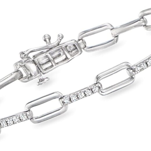 Collection by  0.15 ct. t.w. Diamond Paper Clip Link Bracelet in Sterling Silver