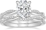 3ct Engagement Rings for Women Oval Cut Bridal Ring Sets Cubic Zirconia Wedding Band Twisting Infinity Pave Set Size 4-12