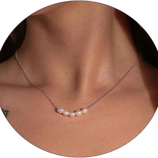 Dainty Pearl Pendant Necklaces for Women 14K Gold Plated Handmade Layered Pearl Chain Necklace Delicate Layered Pearl Necklace Everyday Jewelry Gift