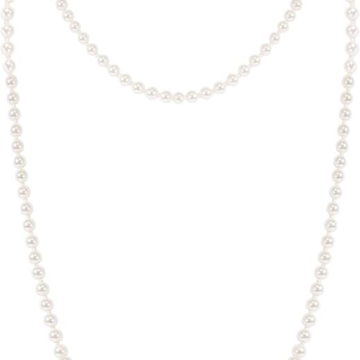 Long Pearl Choker Necklace - Faux Pearl Chain Necklace Pearl Jewelry Set for Women 20s Flapper Accessories