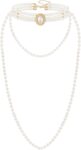 Long Pearl Choker Necklace - Faux Pearl Chain Necklace Pearl Jewelry Set for Women 20s Flapper Accessories