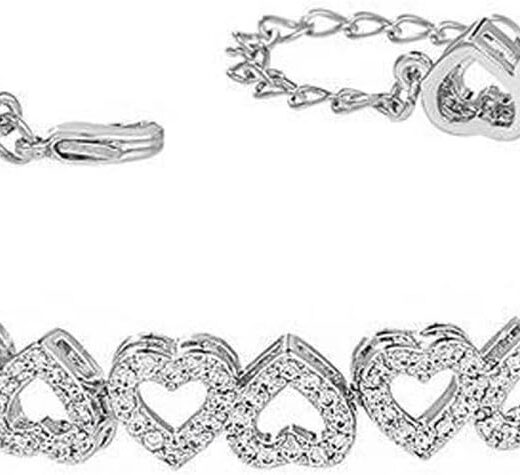 Gold Bracelets for Women Silver Clustered Tennis Bracelet for Women Heart Diamond Cuban Bracelet Fashion Jewelry for Women