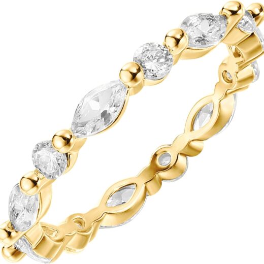 14K Gold Plated Rings Cubic Zirconia Love - 2.5mm Stackable Rings for Women