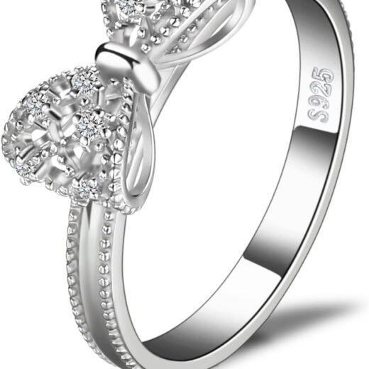 14k White Yellow Rose Gold Plated 925 Sterling Silver Rings for Women, Cubic Zirconia Promise Rings for Her, Stackable Wedding Bands Rings for Women Infinity Forever Love Knot Ring