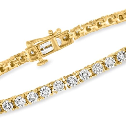 0.50 ct. t.w. Diamond Tennis Bracelet in 18kt Gold Over Sterling. 7 inches