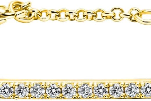 14K White/Yellow Gold Plated Silver Bar Bracelet With 0.45 TCW Lab Grown Diamond/Lab Grown Emerald/Moissanite, Bracelets For Women, Gift For Her Comes With Gift Box