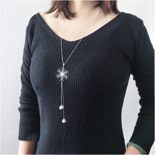 S925 Sterling Silver Snowflake Necklace Earrings Bracelet Ring Set for Women Jewelry