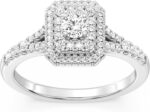 GILDED Women's Lab-Grown Diamond Engagement Ring, 1ct/0.75ct/0.5ct | Pear, Round, Square & Oval Cuts | 925 Sterling Silver or 14K Gold-Plated