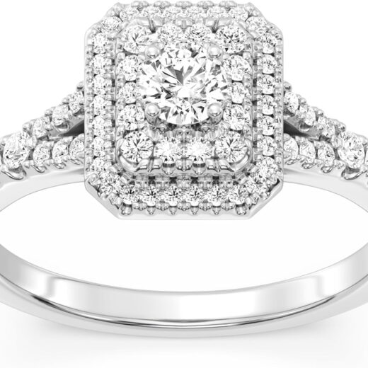GILDED Women's Lab-Grown Diamond Engagement Ring, 1ct/0.75ct/0.5ct | Pear, Round, Square & Oval Cuts | 925 Sterling Silver or 14K Gold-Plated
