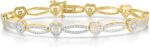 1/10 Cttw Heart Link Diamond Tennis Bracelet for Women in 925 Sterling Silver Color I-J/Clarity I2-I3