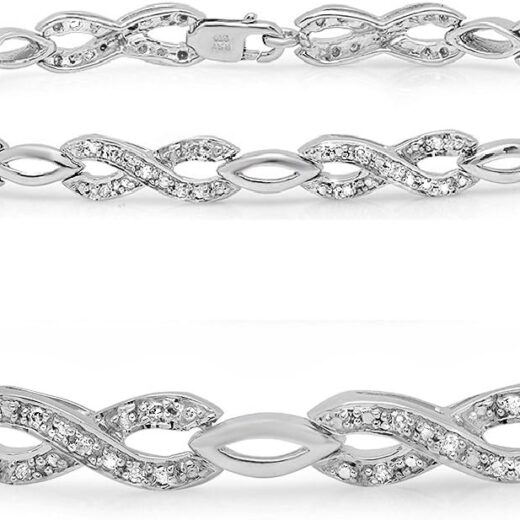 Certified 1/4ct Infinity Diamond Tennis Bracelet in Sterling Silver| 7 inch Diamond Bracelet for Women
