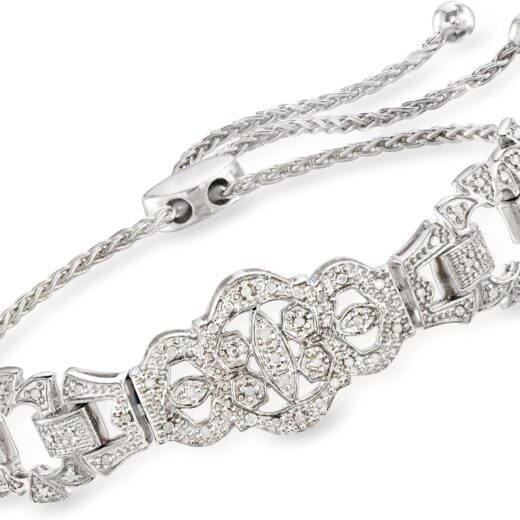 0.25 ct. t.w. Diamond Openwork Bolo Bracelet in Sterling Silver