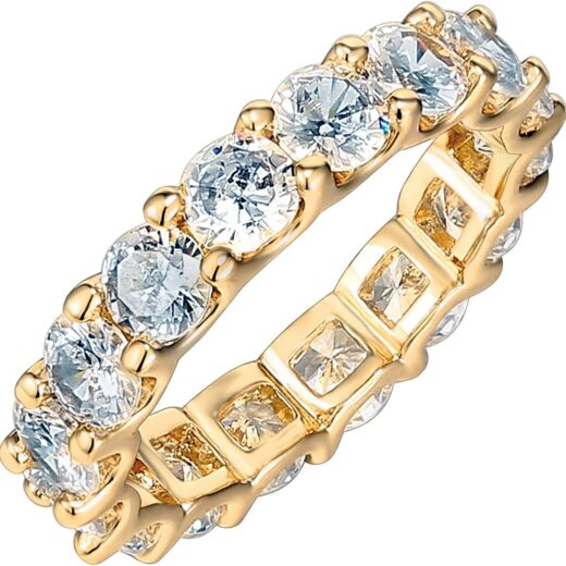 14K Gold Plated Cubic Zirconia Love Rings - 4mm Stackable for Women